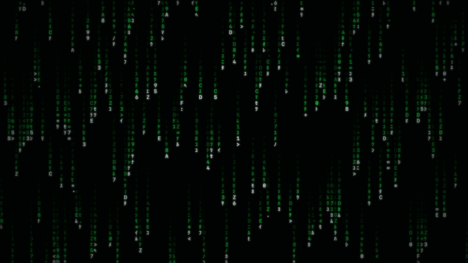 MatrixRain screensaver rendering falling green digital glyphs on macOS
