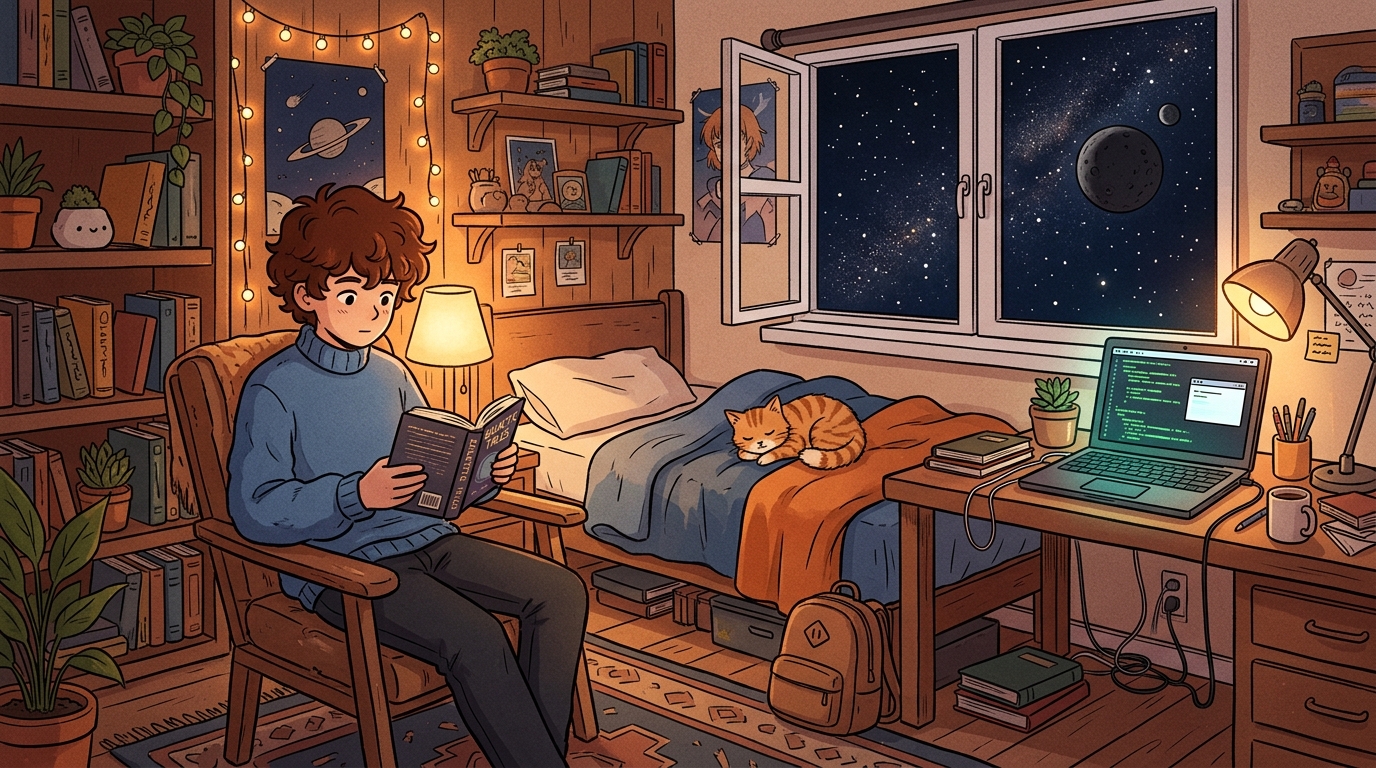Ploomi in his cozy room